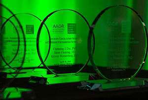 The plaques awarded to recipients of our prestigious Research Acceleration Network Grants. Photo by © AACR/Todd Buchanan 2015