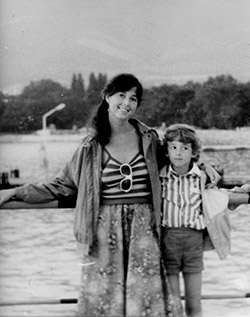 Sergei as a child with his mom, Elena, in Russia.