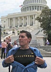 Tyler Noesen was diagnosed with pancreatic cancer in 2006. Here, he poses on Capitol Hill at Advocacy Day 2010.