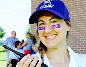 Shanle Vandermeer at PurpleStride Omaha as a staff member of the Pancreatic Cancer Action Network. 