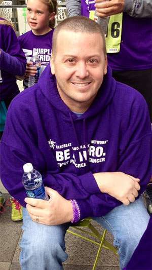 Loretta Connolly’s brother, Jimmy, at PurpleStride DFW 2013. He is Loretta’s inspiration to Wage Hope and to be a champion in the fight against pancreatic cancer.