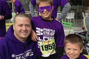 Jimmy and his two sons at PurpleStride DFW 2013.