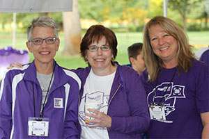 Diane Schooley-Pettis (center) with Lauren Kisse (left) and Patty Rowett-Matlock. The three are volunteer leaders with the Boise Affiliate of the Pancreatic Cancer Action Network. 