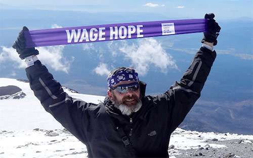 Joe Heiden, pancreatic cancer survivor, on Mount Adams in Oregon, after cancer diagnosis