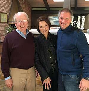 Anne Montgomery at her 80th birthday celebration with her husband, Mead, and their older son Stuart.