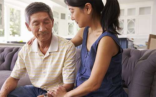 A pancreatic cancer patient asks a family member for support