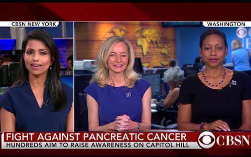CBS New interviews Julie Fleshman, president and CEO of Pancreatic Cancer Action Network and survivor-volunteer Teona Ducre