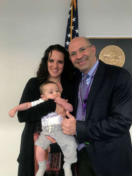 A PanCAN research grantee joined Advocacy Day with his wife and their infant child.
