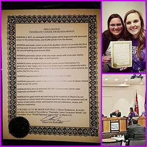 Pancreatic cancer supporter and her sister get awareness proclamation issued in Iowa
