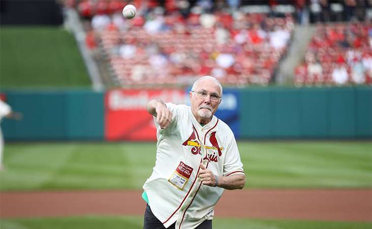 While battling pancreatic cancer, survivor throws first pitch at St. Louis Cardinals’ game