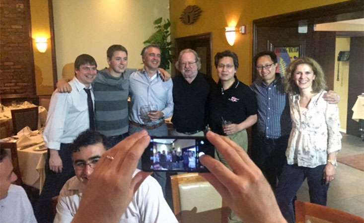 Group of scientists, including 2018 Nobel Laureate James Allison, PhD, center.