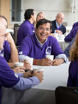 Anirban Maitra, MBBS, enjoys collaborating with other pancreatic cancer researchers.