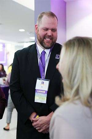 Seven-year pancreatic cancer survivor and volunteer at PanCAN 20th anniversary event