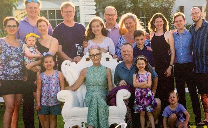 Stage 4 pancreatic cancer survivor with her family