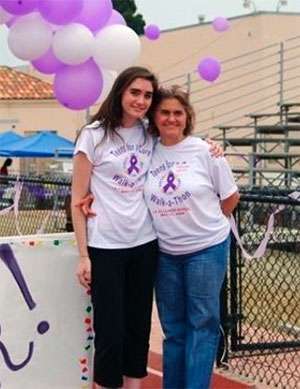 Mother and daughter at teen walkathon to raise funds for cancer research