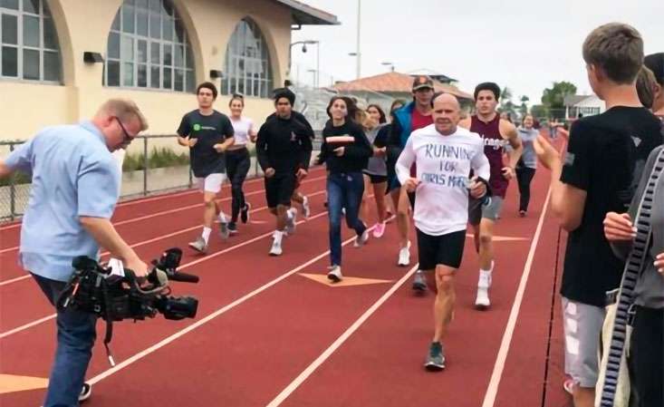 Coach Tom Atwell raises funds for PanCAN with a 100-mile run at La Jolla High School’s track.