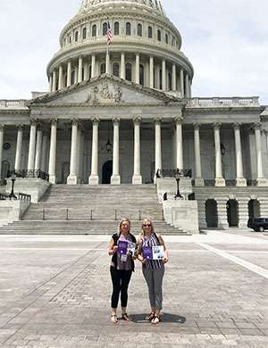 Two sisters advocate on the steps of Capitol Hill at National Pancreatic Cancer Advocacy Day