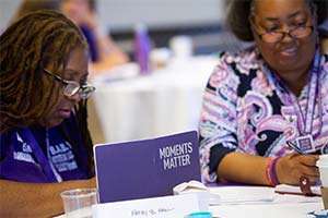 Volunteers during a networking session at the 2019 PanCAN national conference in Los Angeles