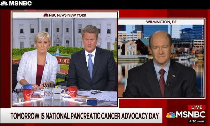 Senator Chris Coons speaks with MSNBC Morning Joe hosts about pancreatic cancer awareness