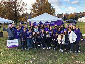 PanCAN volunteer with her team at 5K PurpleStride fundraiser in Philadelphia 