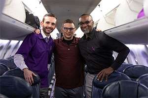American Airlines employees with Adam Deal, a pancreatic cancer survivor and PanCAN supporter