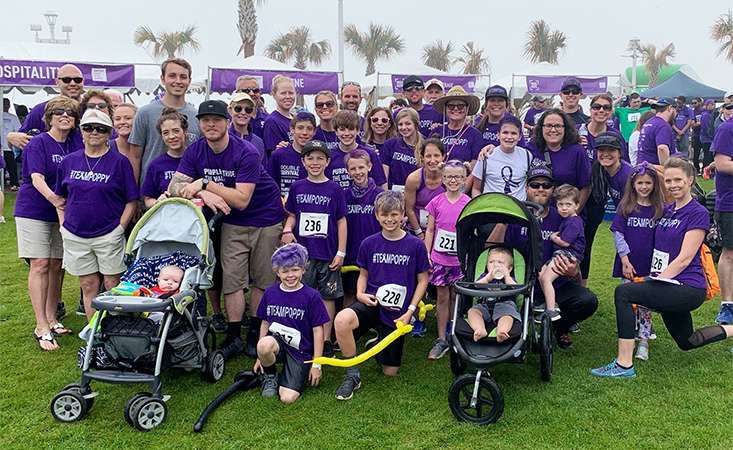 PurpleStride Virginia Beach team at 2019 PanCAN walk to raise funds to fight pancreatic cancer