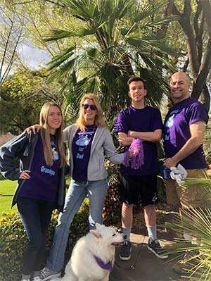 PurpleStride fundraiser family safely participates in a walk in Las Vegas during COVID-19