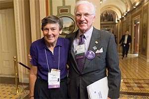 Pancreatic cancer survivor and PanCAN volunteer with fellow survivor at Advocacy Day