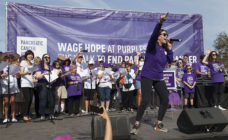 Erin Willett performs “Hope’s Alive” at PurpleStride pancreatic cancer fundraiser in L.A.