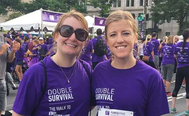 Oncology nurse and PanCAN volunteer at PanCAN PurpleStride 5K walk to end pancreatic cancer