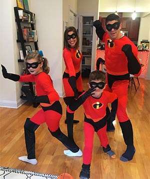 Pancreatic cancer survivor with her family at Halloween days before a stage IV diagnosis