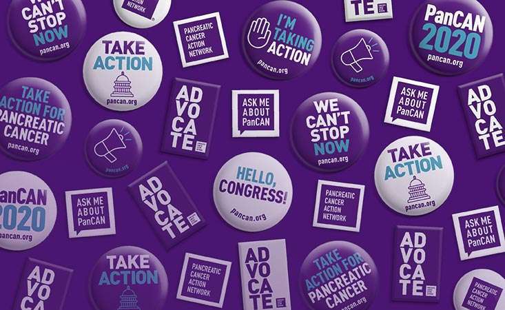 Campaign pins for PanCAN’s virtual Advocacy Week to increase pancreatic cancer research funding