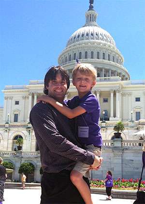 PanCAN youth advocate and father on Capitol Hill at PanCAN's Advocacy Day in 2012