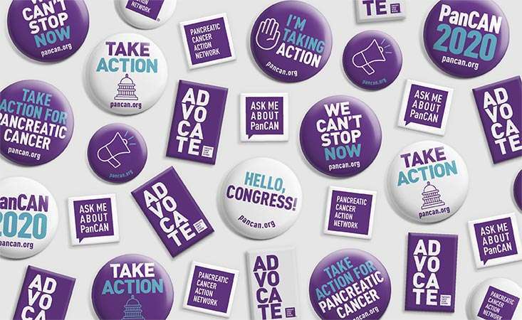 Campaign pins for PanCAN’s virtual Advocacy Week to increase pancreatic cancer research funding