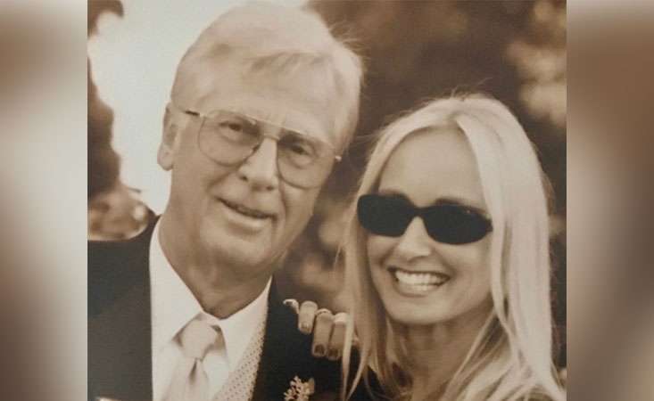 Pancreatic cancer donor at a formal event with her father