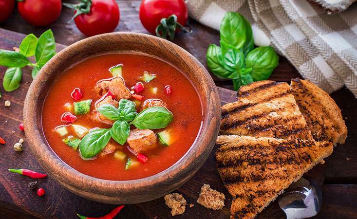 Bowl of gazpacho soup