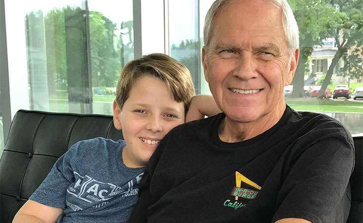 Teen and his grandfather, a stage IV pancreatic cancer survivor