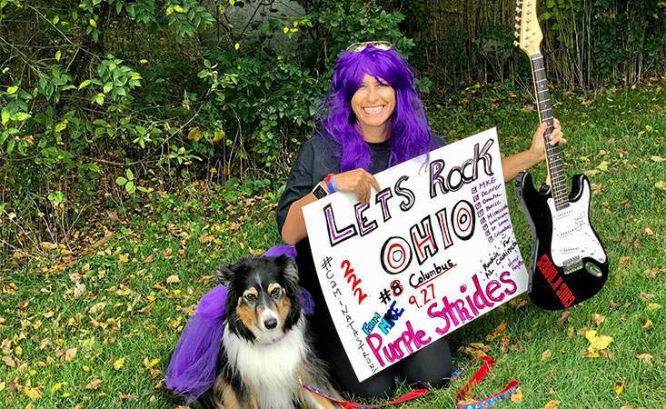 PurpleStride Columbus 2020 participant with dog
