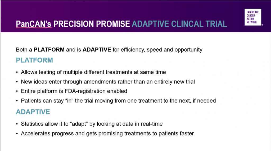 Characteristics of PanCAN's Precision Promise adaptive platform clinical trial