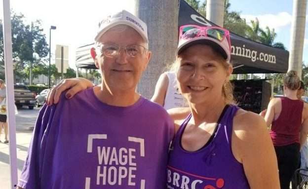 Mike Fitzpatrick and a fellow pancreatic cancer survivor competed in a Fun Run organized by a Boynton Beach running club in 2019.
