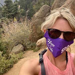 Woman hiking during PanCAN’s PurpleStride