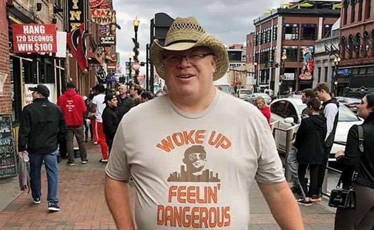 Steve wears Baker Mayfield “I woke up feeling dangerous” shirt