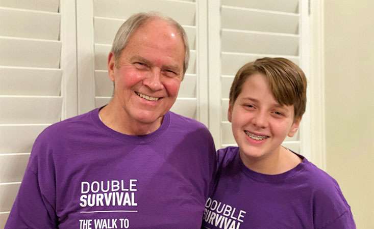 Jake Harmon with his grandfather, a pancreatic cancer survivor