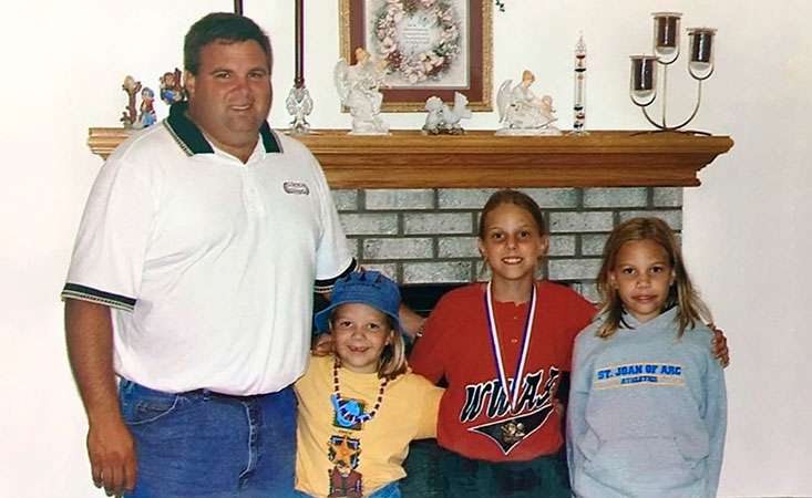 Young Soukup sisters with their father