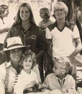 Michael Landon with kids on “Little House on the Prairie” set
