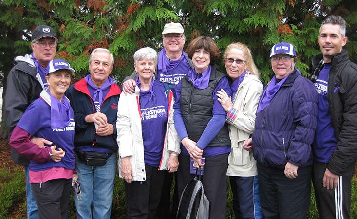 PanCAN donor Susan Brown and friends at PanCAN’s PurpleStride walk.