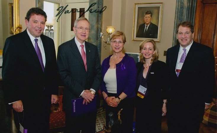 Sen. Harry Reid with PanCAN advocates, President and CEO Julie Fleshman and Peter Kovler