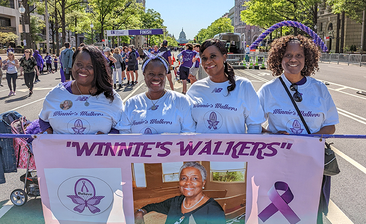 Sisters Kara, Marcie, Missy and Debbie Freeman at PanCAN PurpleStride Washington, D.C.