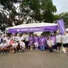 Memorial Cancer Institute PurpleStride team pictured in front of their Sponsor tent.