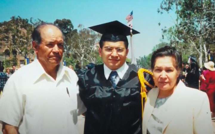 Rep. Gomez with his parents at his graduation from UCLA.